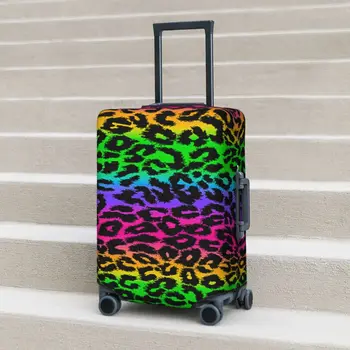Чехол для чемодана в стиле ретро 80-х с леопардовым радужным принтом, забавные Принадлежности для багажа, Защита для путешествий