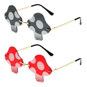 Новые модные очки неправильной формы без оправы для вечеринки в форме гриба Солнцезащитные очки для женщин