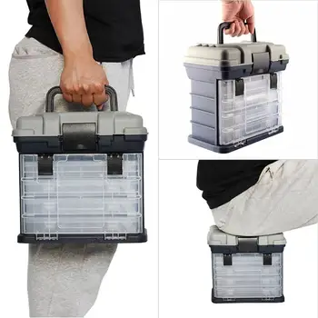4-Слойный ящик для рыболовных снастей, Портативный ручной ящик для инструментов для приманки большой емкости с ручкой