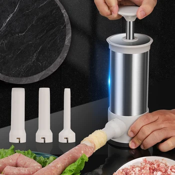 Устройство для набивки сосисок Бытовой дозатор для сосисок из нержавеющей стали, ручная машина для раздачи сосисок в оболочке
