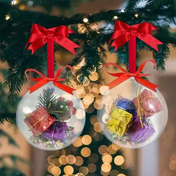 2024 Прозрачные рождественские украшения, наполняемые шариками Украшения, хрустальная подвеска для рождественской елки, новогодние украшения
