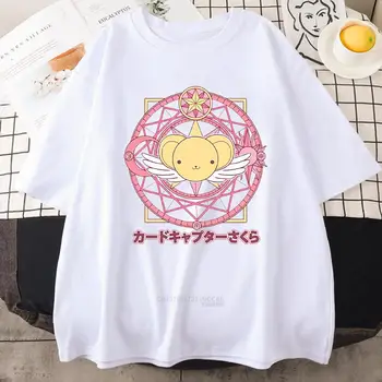 Футболка Japan Card Captor Sakura с принтом Keroberos Magic Array, Милые топы с героями мультфильмов, Летние футболки для девочек с коротким рукавом, футболки с круглым вырезом