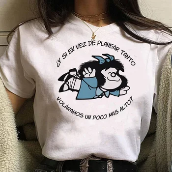 Футболка Mafalda, женская дизайнерская японская футболка в стиле манга, женская забавная одежда в стиле комиксов харадзюку