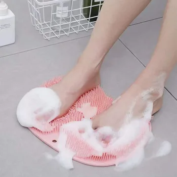 Силиконовая щетка для мытья ног, нескользящая подушечка для мытья ног, массажный коврик для душа с присоской, Массажная подушечка для отшелушивания ног для ванны