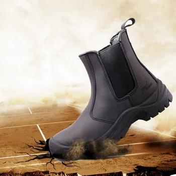 мужские повседневные чехлы со стальным носком, рабочие ботинки из коровьей кожи, защитные ботинки для рабочих ботильонов, брендовая дизайнерская защита обуви