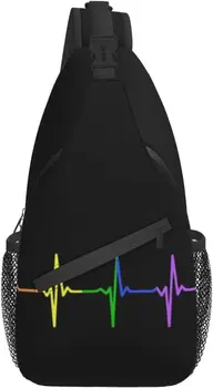 ЛГБТ-сумка-слинг Rainbow Line, нагрудный рюкзак через плечо, повседневный рюкзак, сумка через плечо с изображением радужных животных для путешествий, походов по магазинам
