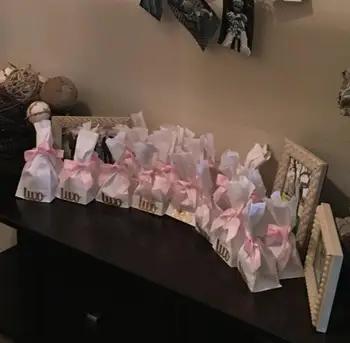 персонализируйте количество сумок для душа на первый день рождения ребенка, подарочных сумок для вечеринки в честь дня рождения ребенка на заказ с бантиками, пакетов для угощений на Крестины