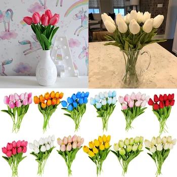 Joy-Enlife 5шт искусственных цветов тюльпан, настоящий сенсорный цветок для украшения свадьбы, домашнего сада, декора, поддельный цветок