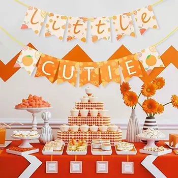 Баннер Little Cutie Фон для вечеринки в честь дня рождения невесты Свадебный реквизит для фотосессии Фон Оранжевая тема Настенный Декор Принадлежности