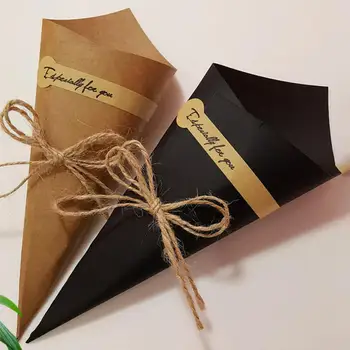 10шт Коробочек для конфетных рожков Изящный Маленький многоцелевой держатель для бумажных рожков Винтажные коробочки для подарков Подарочные коробки для вечеринок