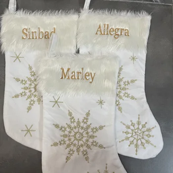 Именные рождественские чулки на заказ, ваше имя, Рождественские семейные носки, Рождественский подарок, детский подарочный пакет, Рождественское украшение