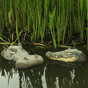 Украшение головы крокодила Внутренний двор Пруд Плавающие Украшения Животных Сад Парк Имитация бассейна Украшения Крокодила Статуя Эльфа