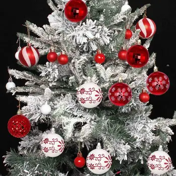 Елочные шары Яркие, из 44 предметов, набор рождественских шаров с многоцветным принтом в виде снежинок, Многоразовые праздничные украшения для декора елки