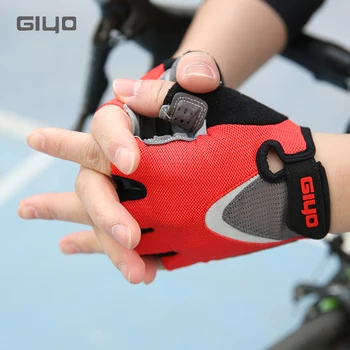 GIYO Гелевые противоударные Велосипедные перчатки на полпальца, Противоскользящие Дышащие Велосипедные Летние варежки, Спортивные перчатки MTB Guantes Ciclismo