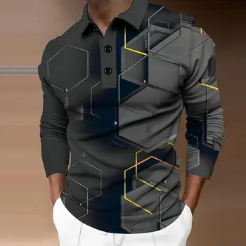 Красочная мужская рубашка поло для мужчин Одежда Y2k 3D Full Priting Летние мужские топы с коротким рукавом Уличная одежда Гольф для мужчин на открытом воздухе