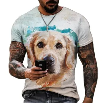 Летняя модная Мужская и женская одежда, Футболка для пары С 3D принтом Собаки, Уличная Повседневная одежда в стиле Харадзюку, футболка с коротким рукавом