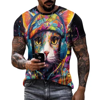 2023 новая футболка в стиле хип-хоп с животными для мужчин и женщин, футболка оверсайз с 3D машинной печатью в стиле харадзюку, летние футболки с коротким рукавом