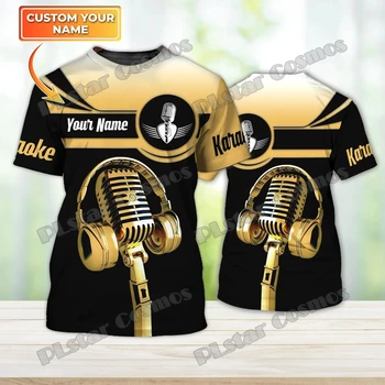 PLstar Cosmos Karaoke Pattern Yellow Пользовательское название, модная мужская футболка с 3D-принтом, летняя уличная повседневная футболка Унисекс TD52