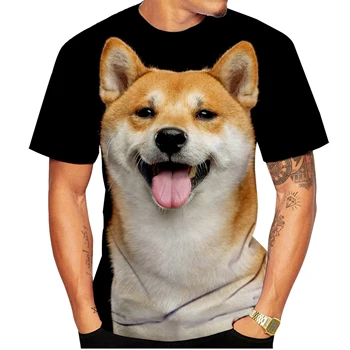 Новые модные футболки с 3D принтом Shiba Inu, мужские и женские Летние повседневные Футболки с короткими рукавами для собак, Топы