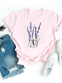 Трендовый цветочный стиль 90-х, Милые футболки с принтом, Одежда, Женская повседневная футболка с коротким рукавом, Женская футболка с рисунком