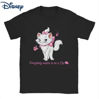 Мужская футболка Disney Marie Everybody Wants to Be a Cat The Aristocats Хлопчатобумажная футболка С круглым воротом, Одежда Больших размеров, Футболки