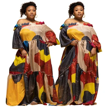 2023 Африканские Платья для Женщин Летние Сексуальные Африканские Женщины С Принтом Из Полиэстера Плюс Размер Длинное Платье Макси Платье Африканская Одежда