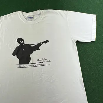 Винтажная рубашка Боба Дилана мужская L Белая Where The Winds Hit Heavy Tour Концертная футболка с длинными рукавами