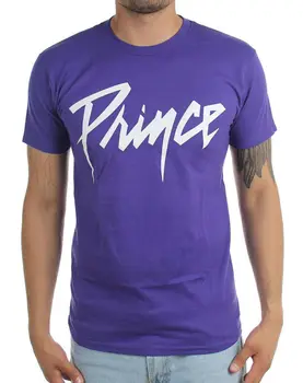Логотип Prince White На фиолетовой фирменной мужской тонкой хлопчатобумажной футболке