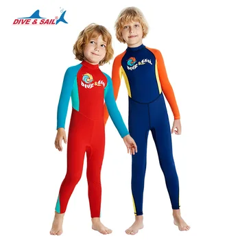 Детский профессиональный цельный УФ-защитный костюм для серфинга, плавания, дайвинга Для мальчиков и девочек с длинным рукавом, Быстросохнущая защита от сыпи на пляже