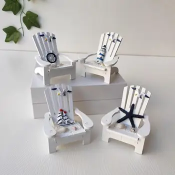 Кукольный домик ручной работы в океанском стиле, Пляжный стул, Микроландшафтная Кукольная мебель, Пляжный стул, Статуэтка, Миниатюрный Декор Мини-стула